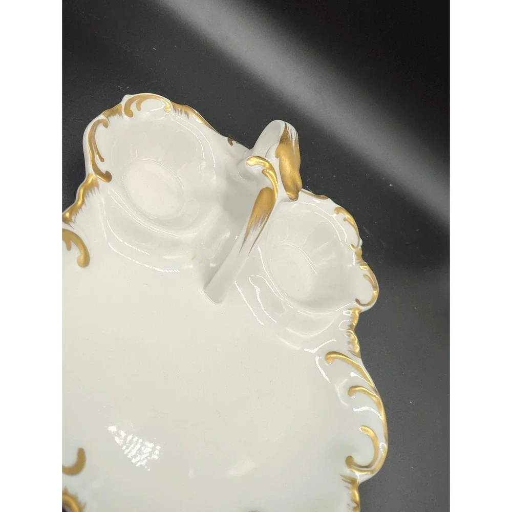 Vintage Porcelain 3 Compartment Vanity Dresser Tray W Handle Made‎ In France 10